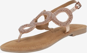 Tongs LAZAMANI en beige : devant