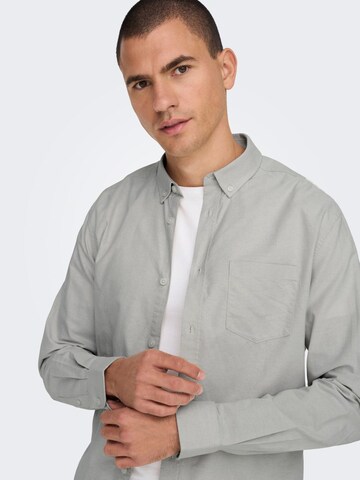 Only & Sons Средняя посадка Рубашка 'ONSAlvaro' в Серый