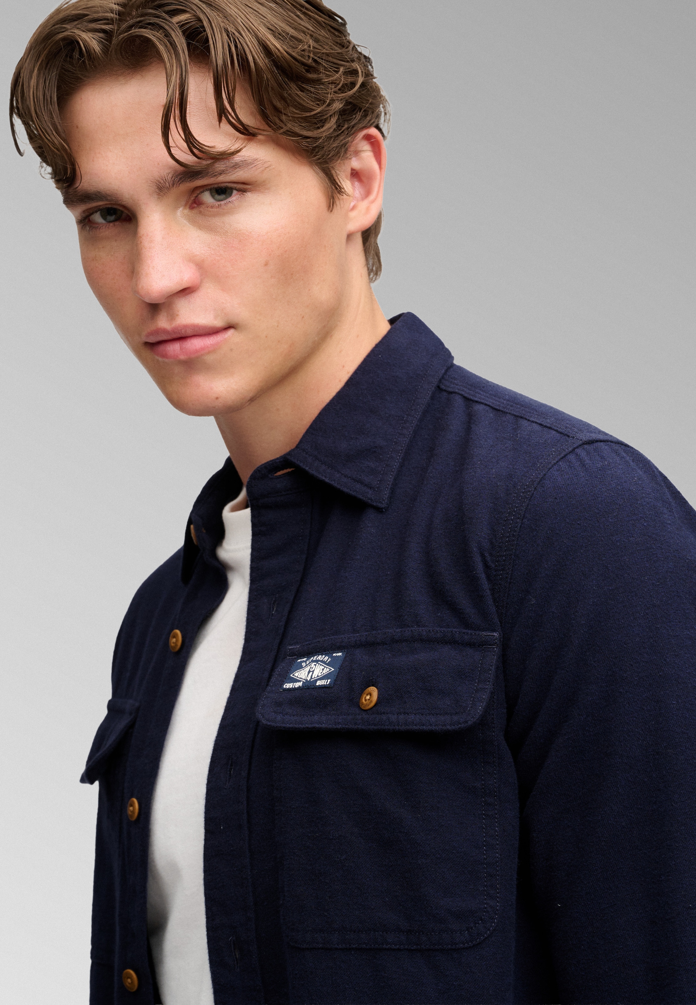 Superdry & Co Regular fit Button Up Shirt in Blue