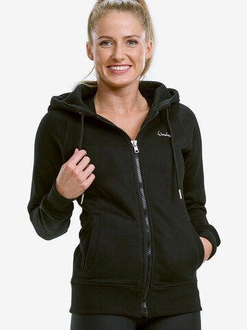 Winshape Athletic Zip-Up Hoodie 'J005' in Black: front