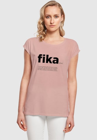 Mister Tee Shirt 'Fika Definition' in Beige: front