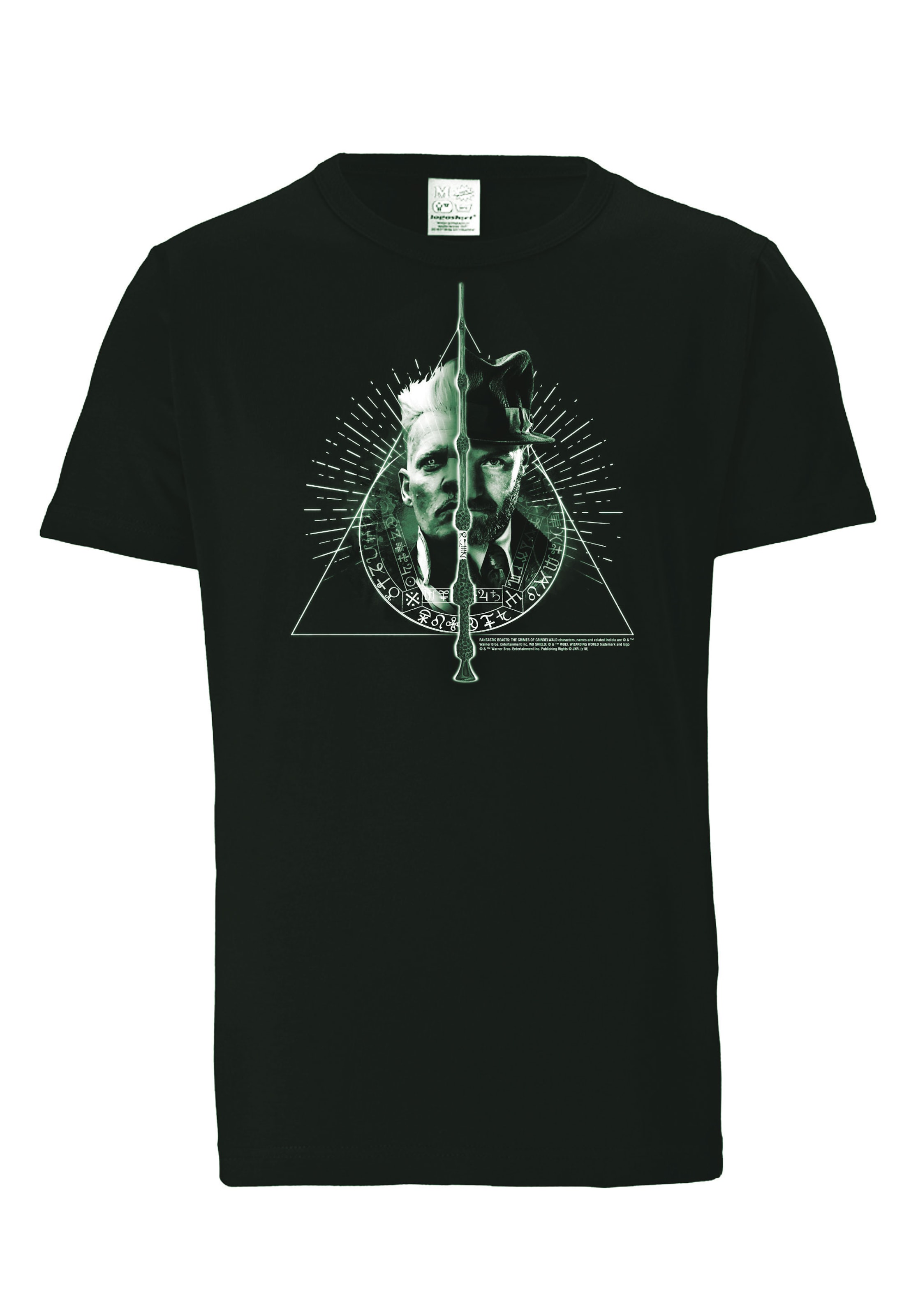 LOGOSHIRT Shirt 'Fantastic Beasts - Grindelwald vs. Dumbledore' in Black: front