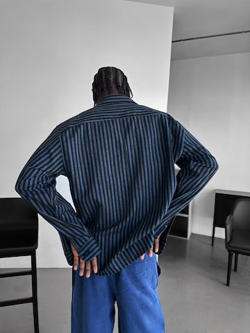 Kleidermafia Comfort fit Overhemd 'Thick Checked Winter Shirt - Blue' in Blauw