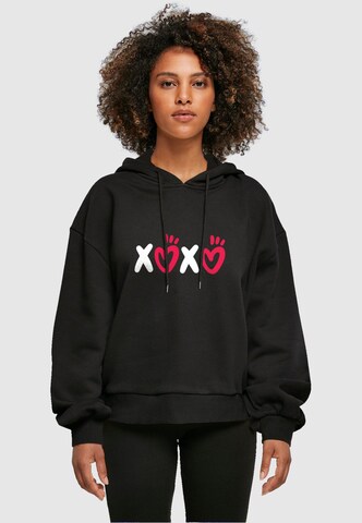Merchcode Sweatshirt 'Valentines Day - XOXO' in Black: front
