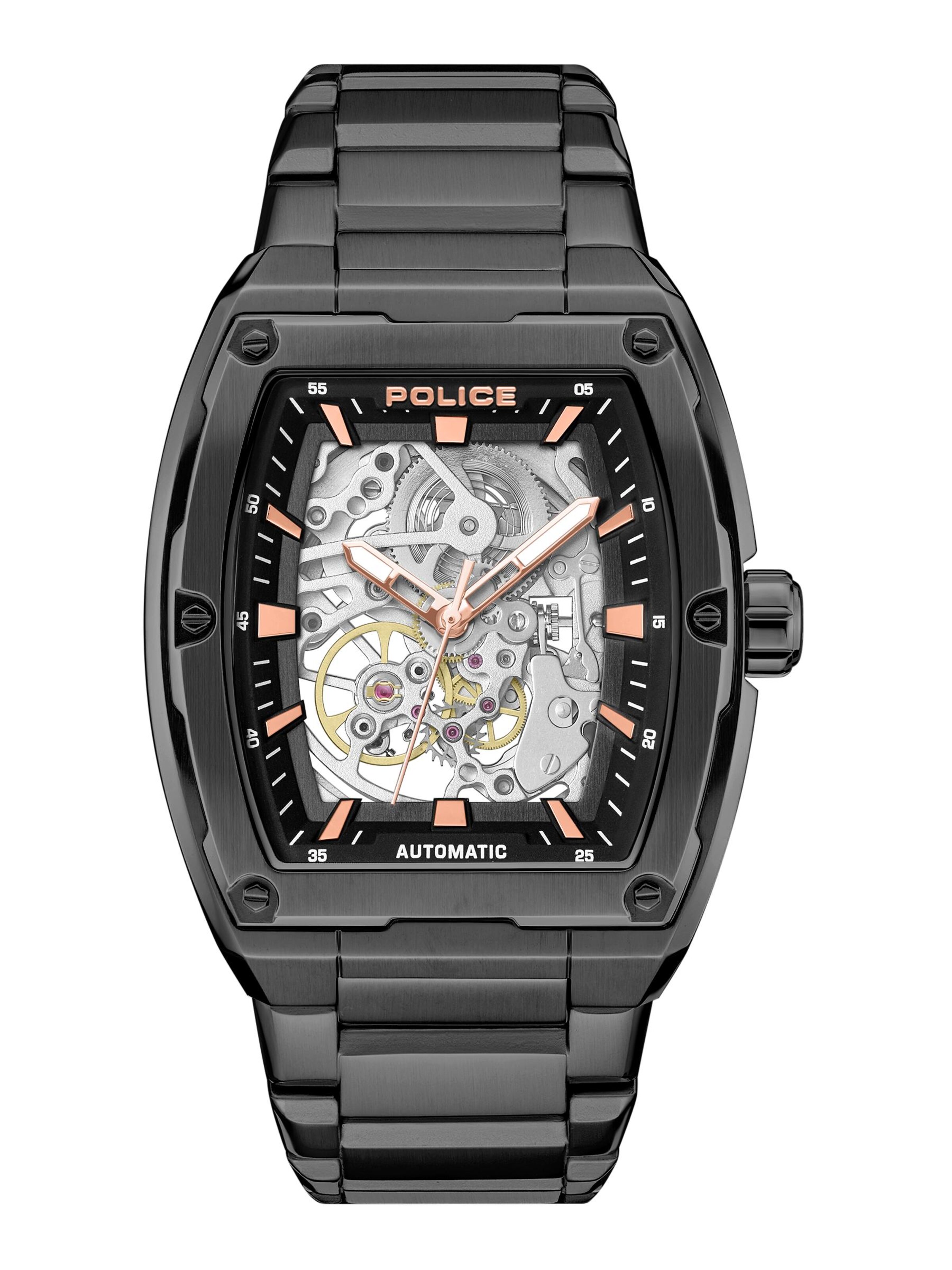 POLICE Analog Watch 'Skeletor' in Black: front