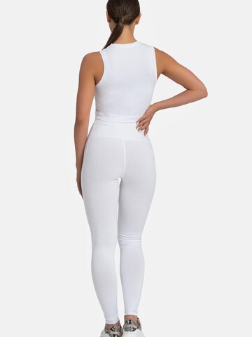 Coupe slim Leggings 'aus Baumwolle mit hohem Bund' Evoni en blanc