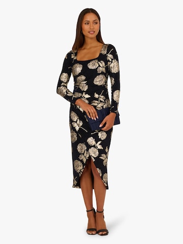 Adrianna Papell Cocktail dress 'Floral Metallic Knit Midi Dress' in Blue