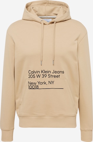 Sweat-shirt 'Address' Calvin Klein Jeans en beige : devant