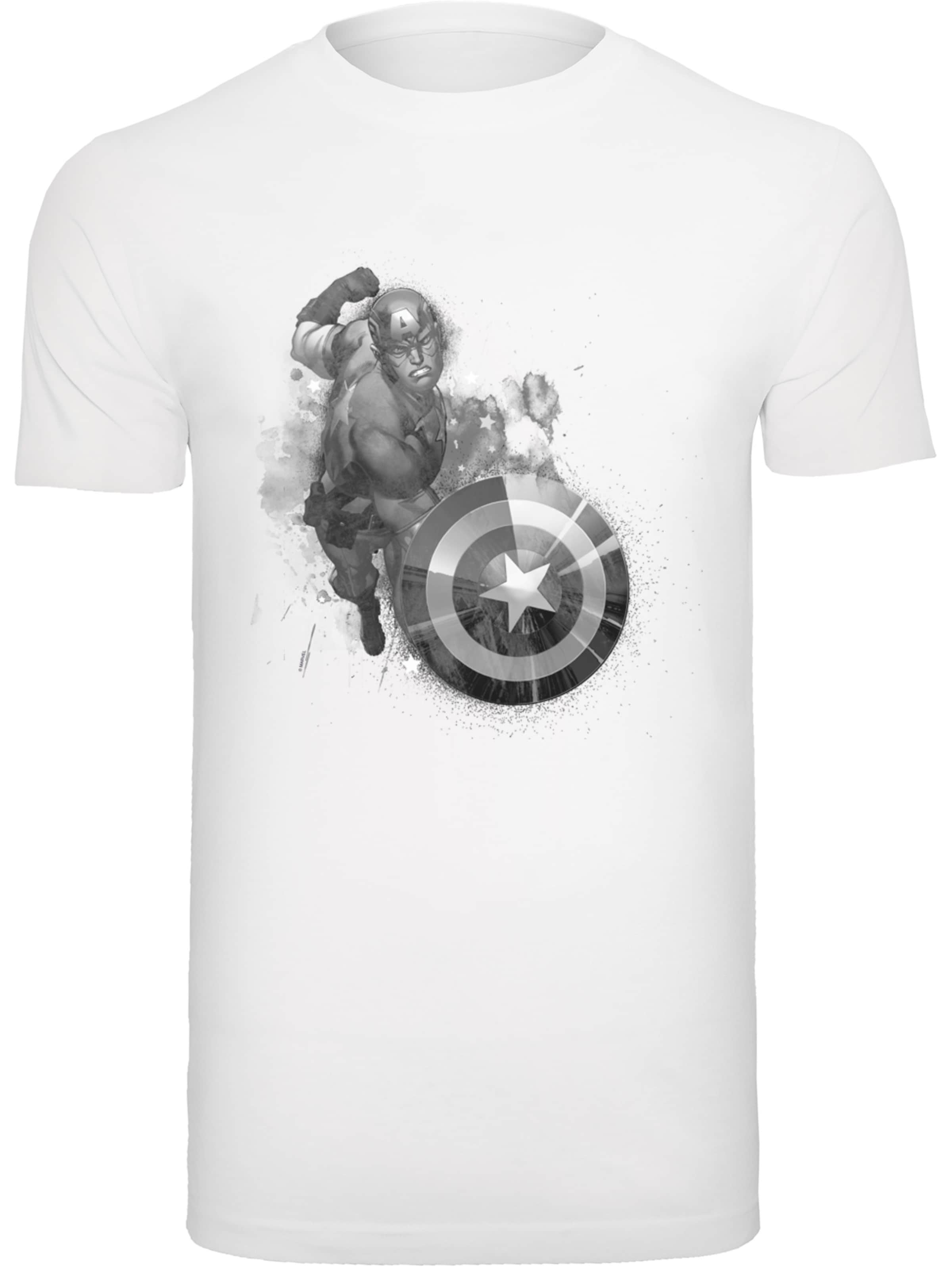 F4NT4STIC Shirt 'Marvel Avengers Captain America Monotone' in Wit: voorkant