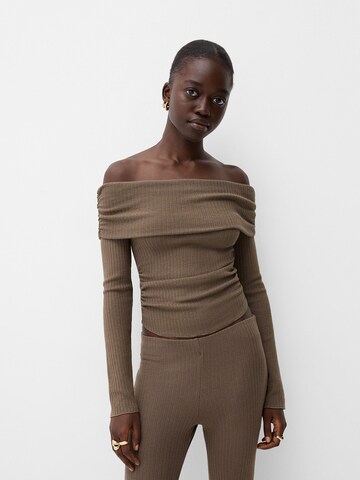 T-shirt Bershka en beige : devant