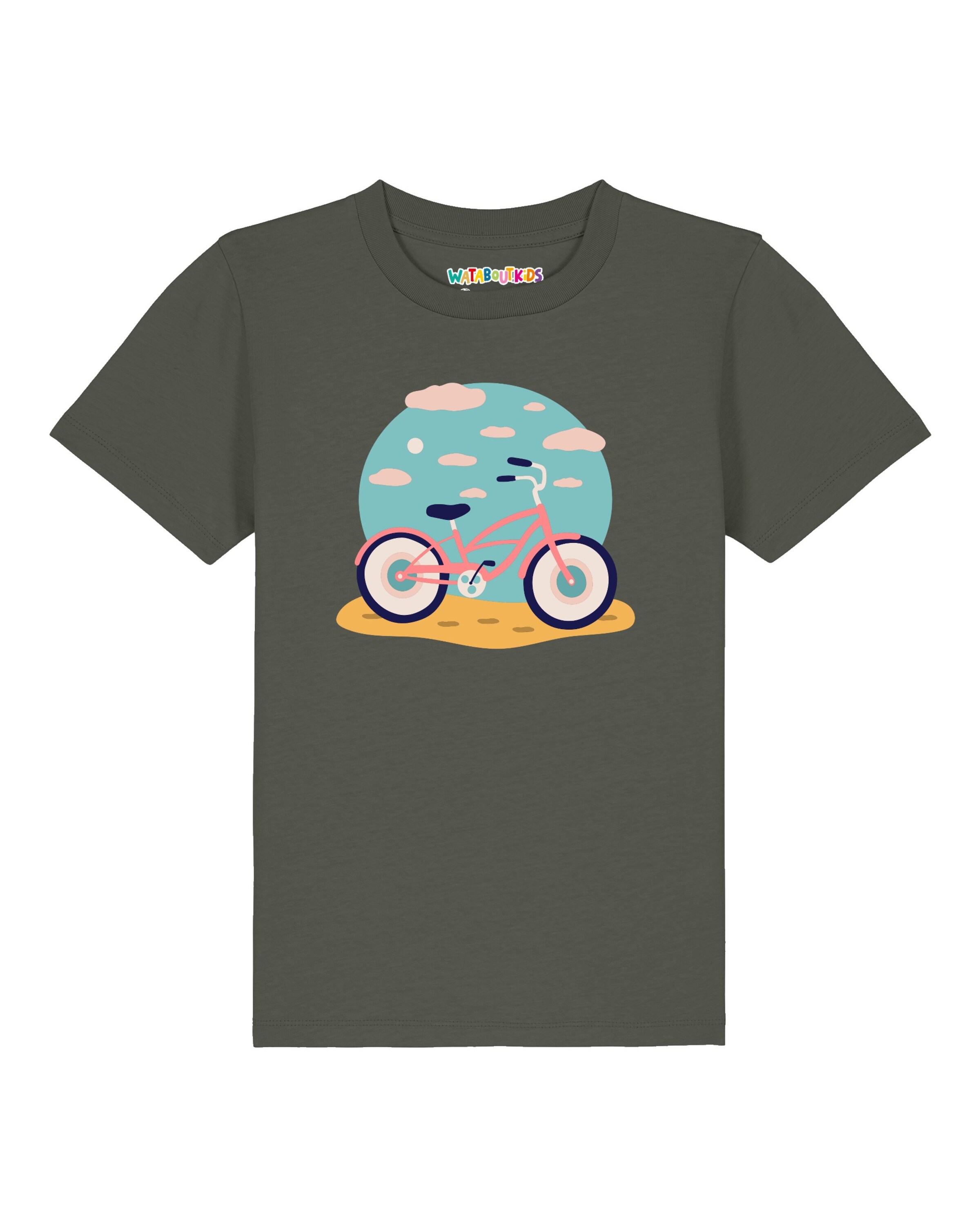 watabout.kids Shirt ' Fahrrad am Strand ' in Groen: voorkant