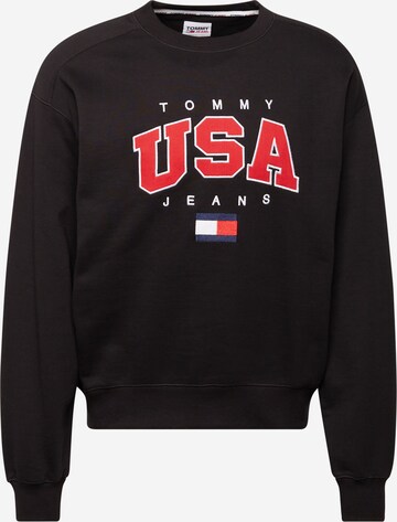 Tommy JeansSweater majica 'USA' - crna boja: prednji dio