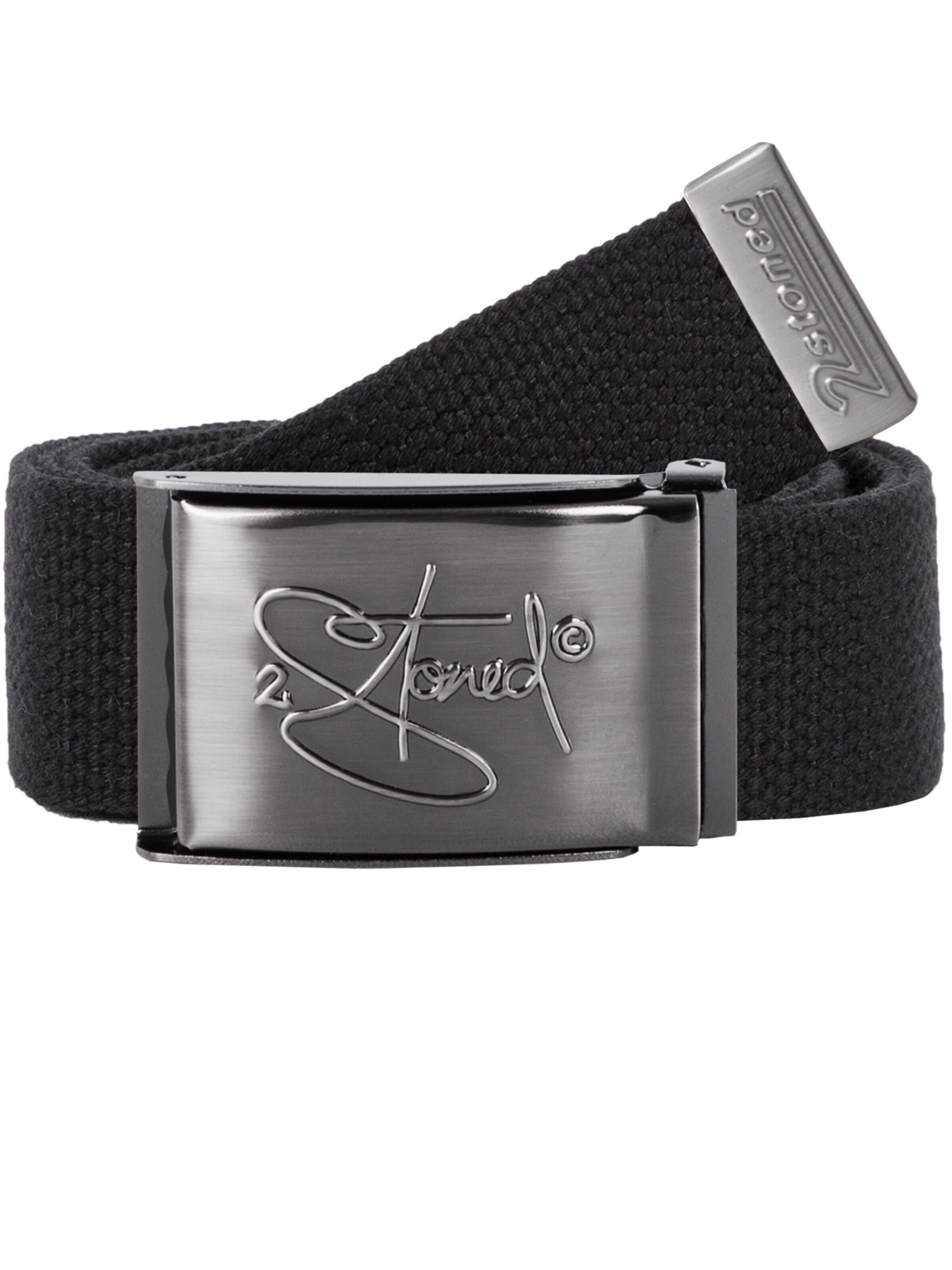 2Stoned Gürtel 'Classic Matt Embossed'‌ in Schwarz: Vorderseite