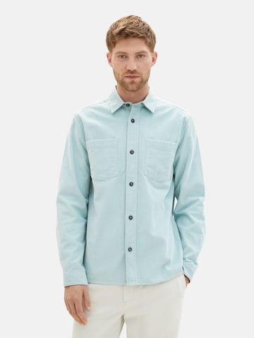 TOM TAILOR Comfort fit Button Up Shirt in Blue: front