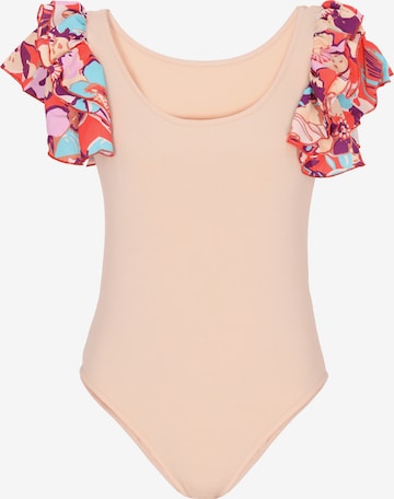 Tricou body de la ebeeza pe bej: față