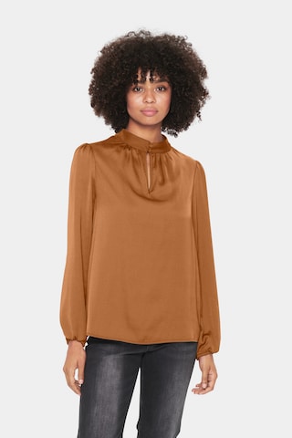 SAINT TROPEZ - Blusa 'Laireen' em castanho: frente