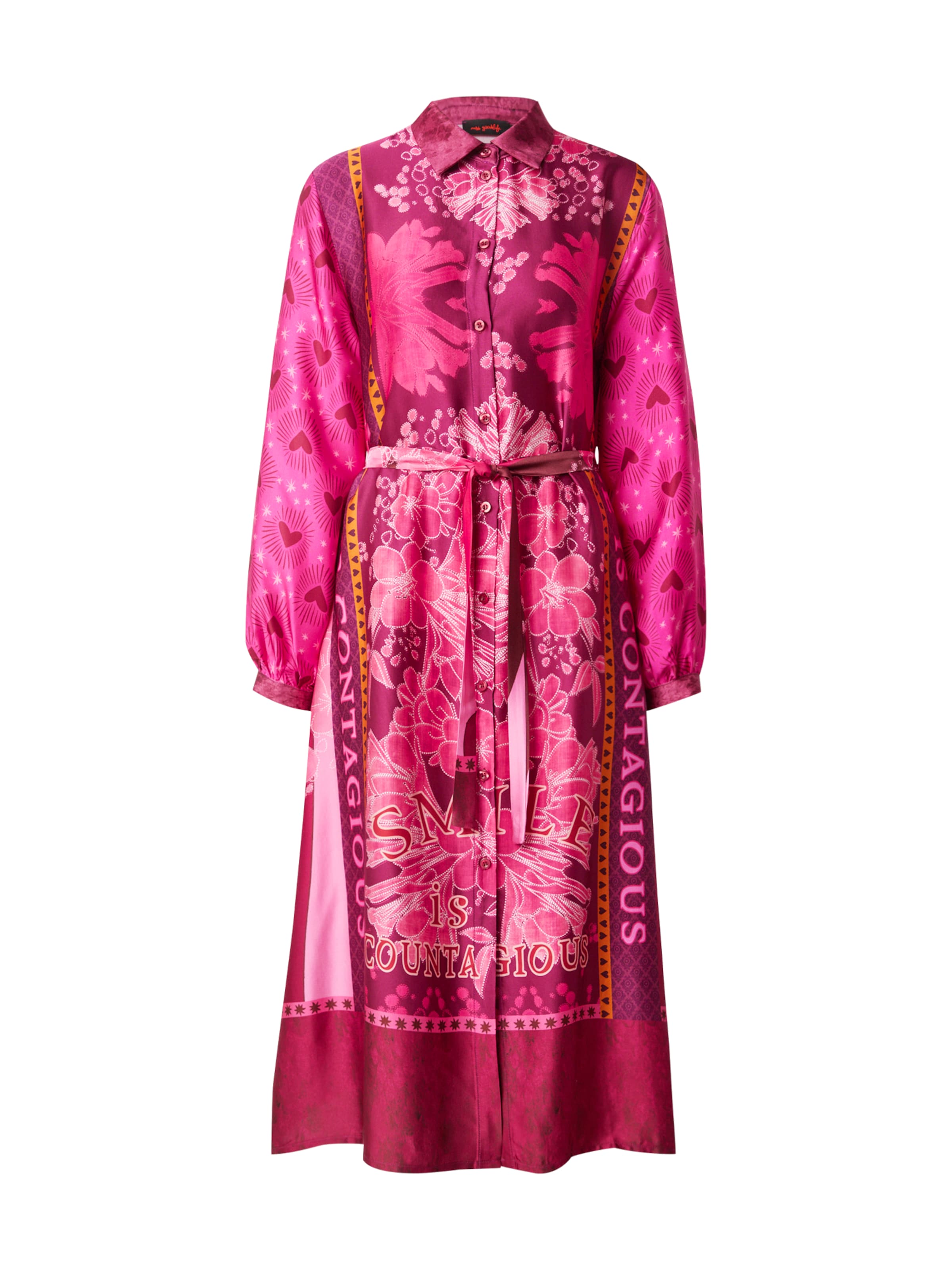 Rochie tip bluză 'Contagious Flowers' de la miss goodlife pe roz: față