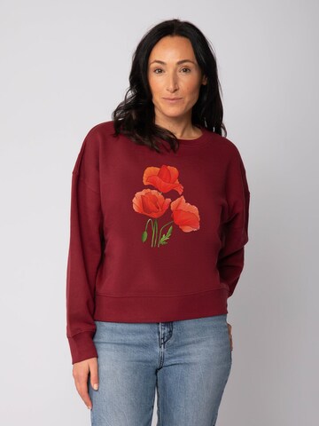 Sweat-shirt 'Poppy Flowers ' Watapparel en rouge : devant