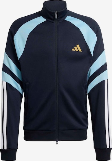 Sportinis džemperis 'TIRO' iš ADIDAS SPORTSWEAR, spalva – tamsiai mėlyna / šviesiai mėlyna / medaus spalva / balta, Prekių apžvalga