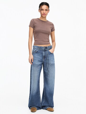 Pull&Bear Wide Leg Jeans in Blau
