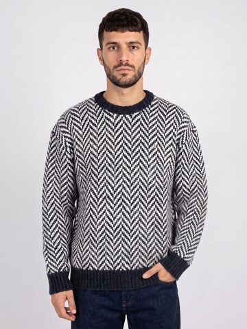 FARAH Trui 'Athens Herringbone Sweater In True Navy' in Blauw