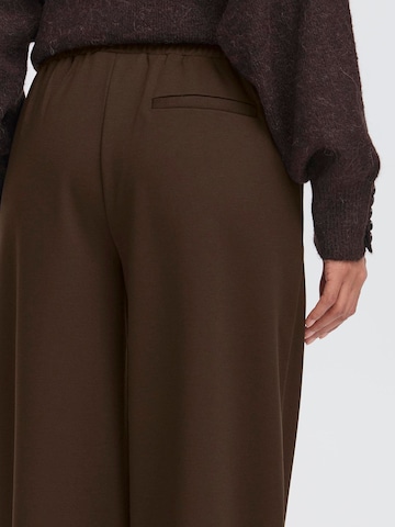 ICHI Wide leg Bandplooibroek 'Kate' in Bruin