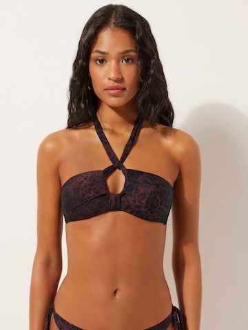 CALZEDONIA Bandeau Bikinitop 'DARK ANIMALIER' in Braun: Vorderseite