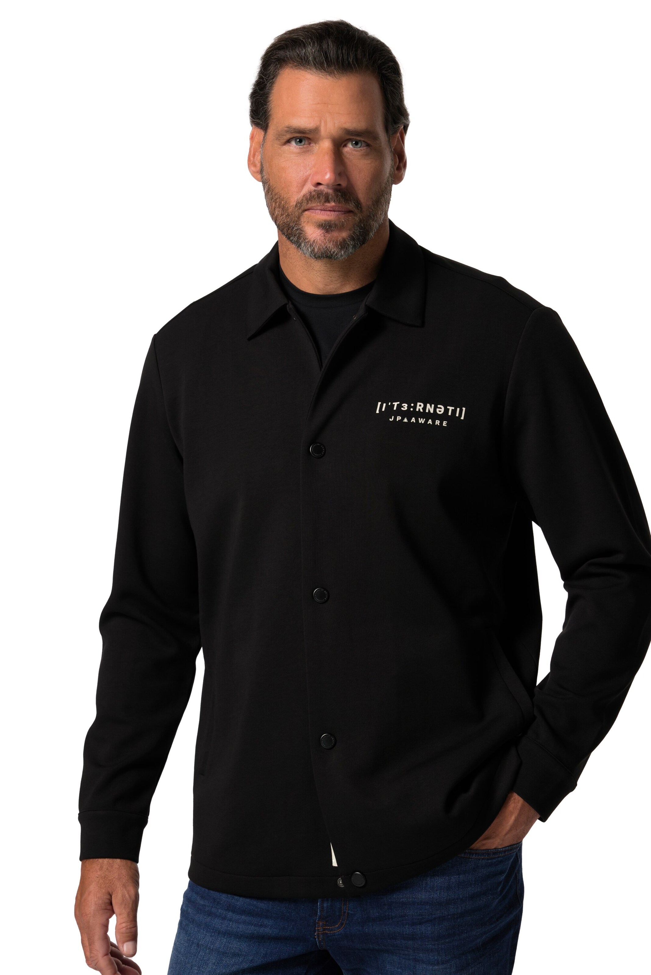 JP1880 Regular Fit Hemd in Schwarz: Vorderseite