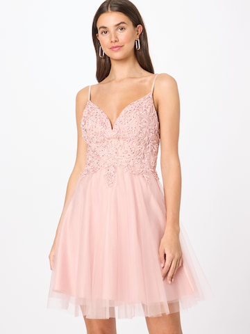 Robe de cocktail Laona en rose : devant