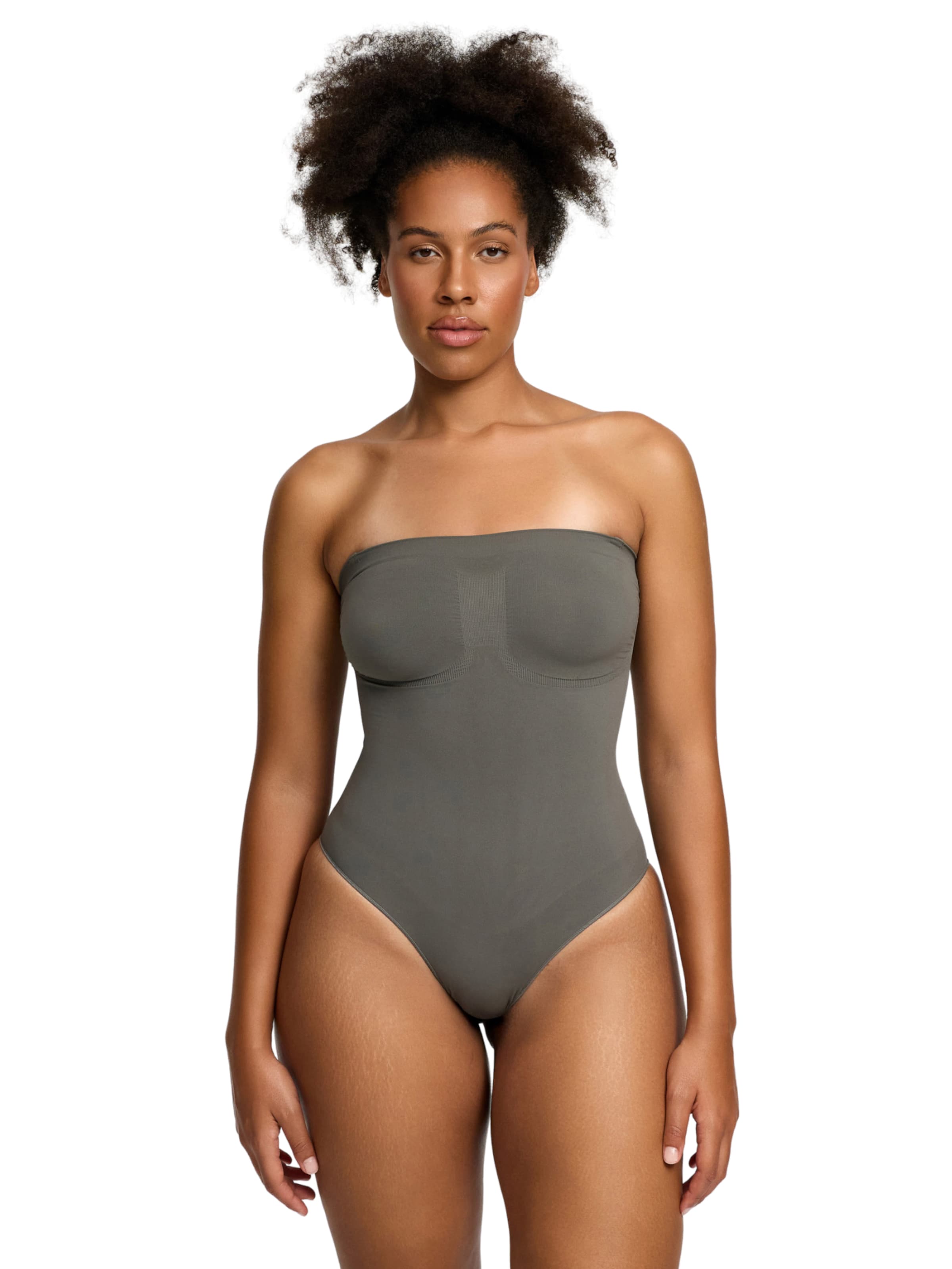 Body modelant 'Trägerloser Bodysuit Sculpting Shapewear mit String' cfab (formerly creamy fabrics) en gris : devant