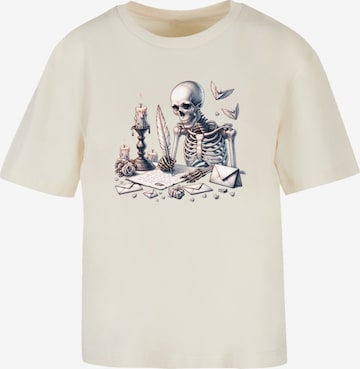 F4NT4STIC T-Shirt 'Skelett Liebesbrief Valentinstag' in Beige: Vorderseite