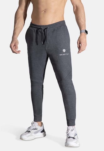 Effilé Pantalon de sport 'Corporate' MOROTAI en gris : devant