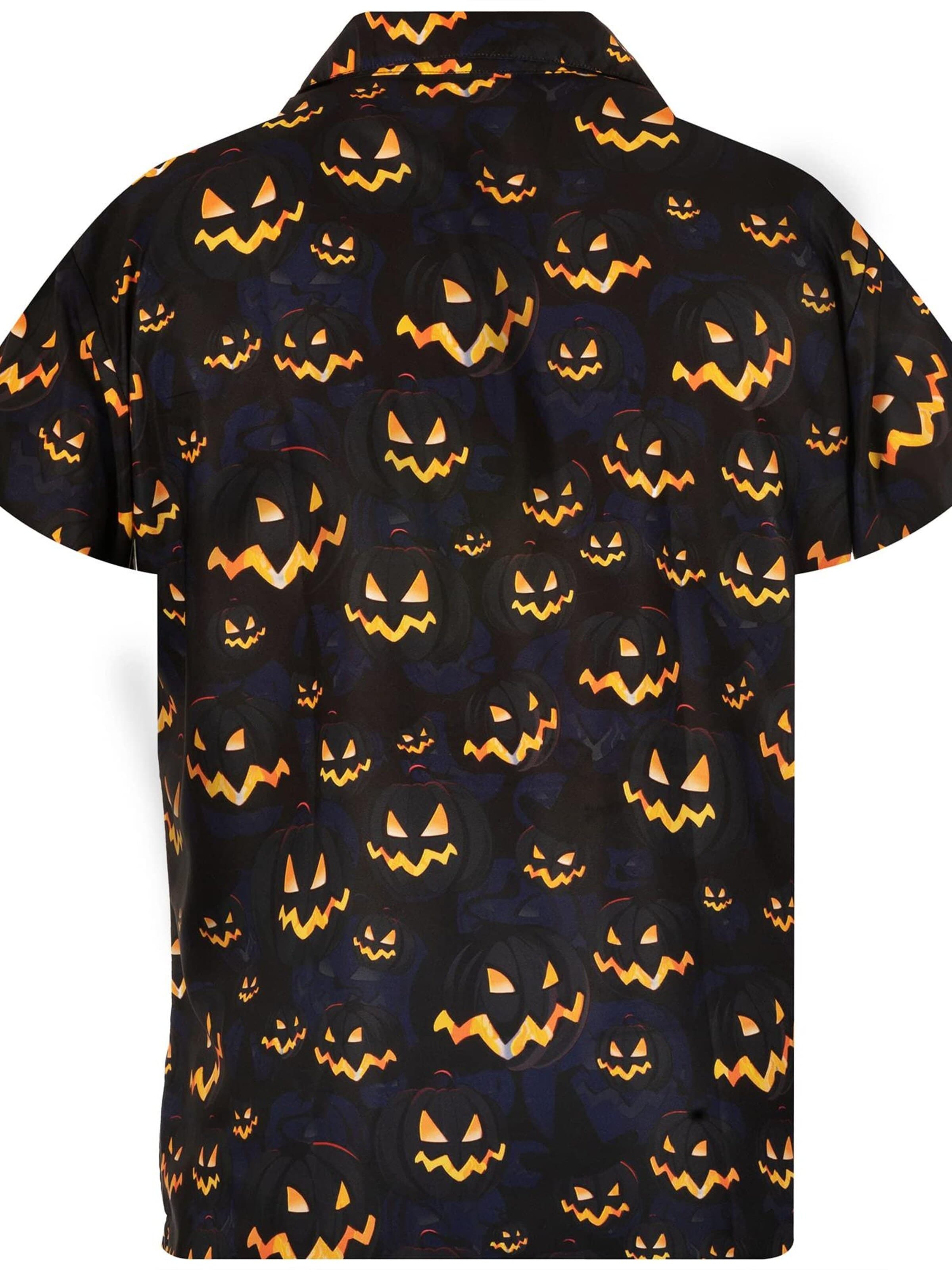 Maglietta 'Helloween Pumpkin Allover' di King Kameha in nero