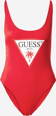 GUESS صدرية ثوب السباحة بلون أحمر: الأمام