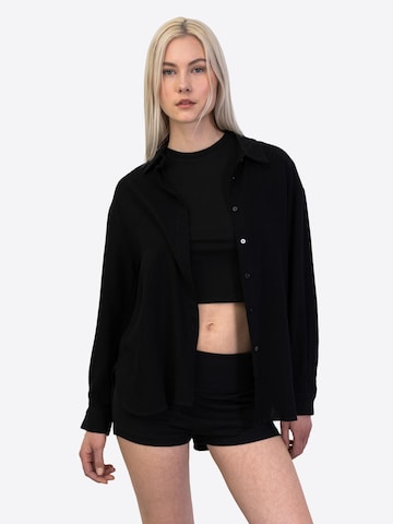 BROKE + SCHÖN Blouse 'Klassische Bluse aus Leinen-Mix' in Black: front