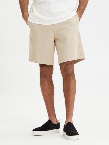 SELECTED HOMME regular Lærredsbukser i beige: forside