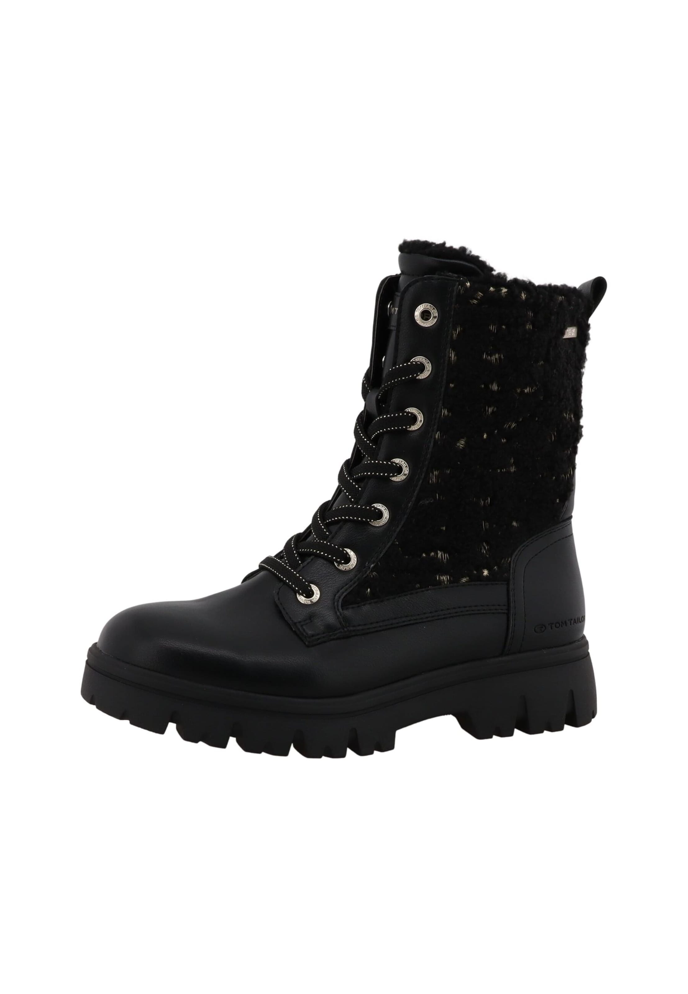 Bottines à lacets TOM TAILOR en noir : devant