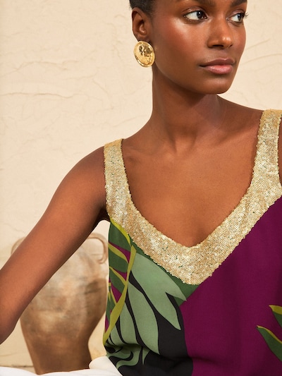 love & roses Top in M in Gold / Green / Purple / Black, Item view