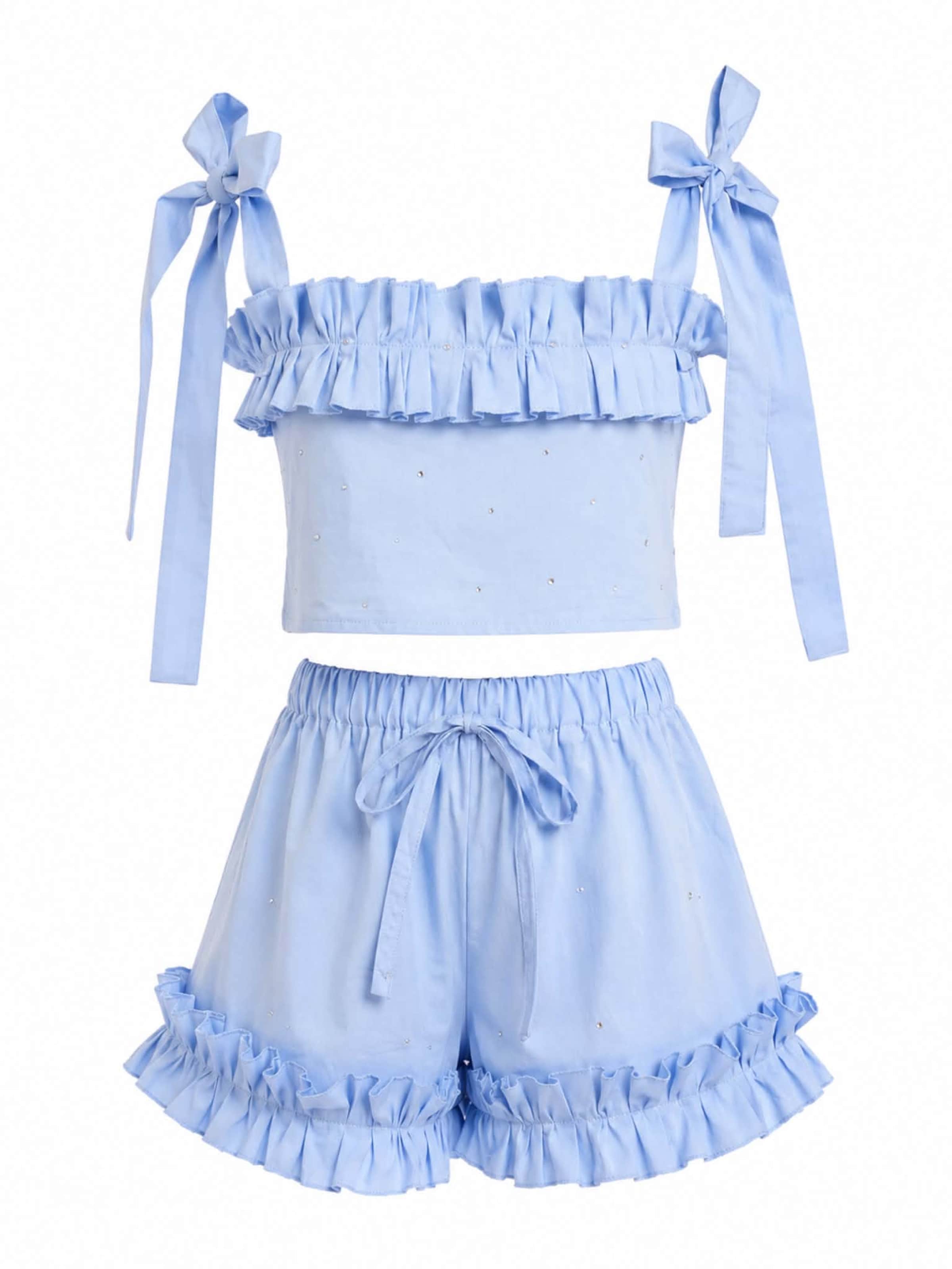 NAYELPARIS - Traje de pantalón 'DOLLY SET' en azul: frente