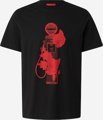 HUGO Тениска 'Dikerd' в черно: отпред