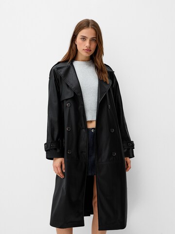 Bershka Between-seasons coat in Black: front