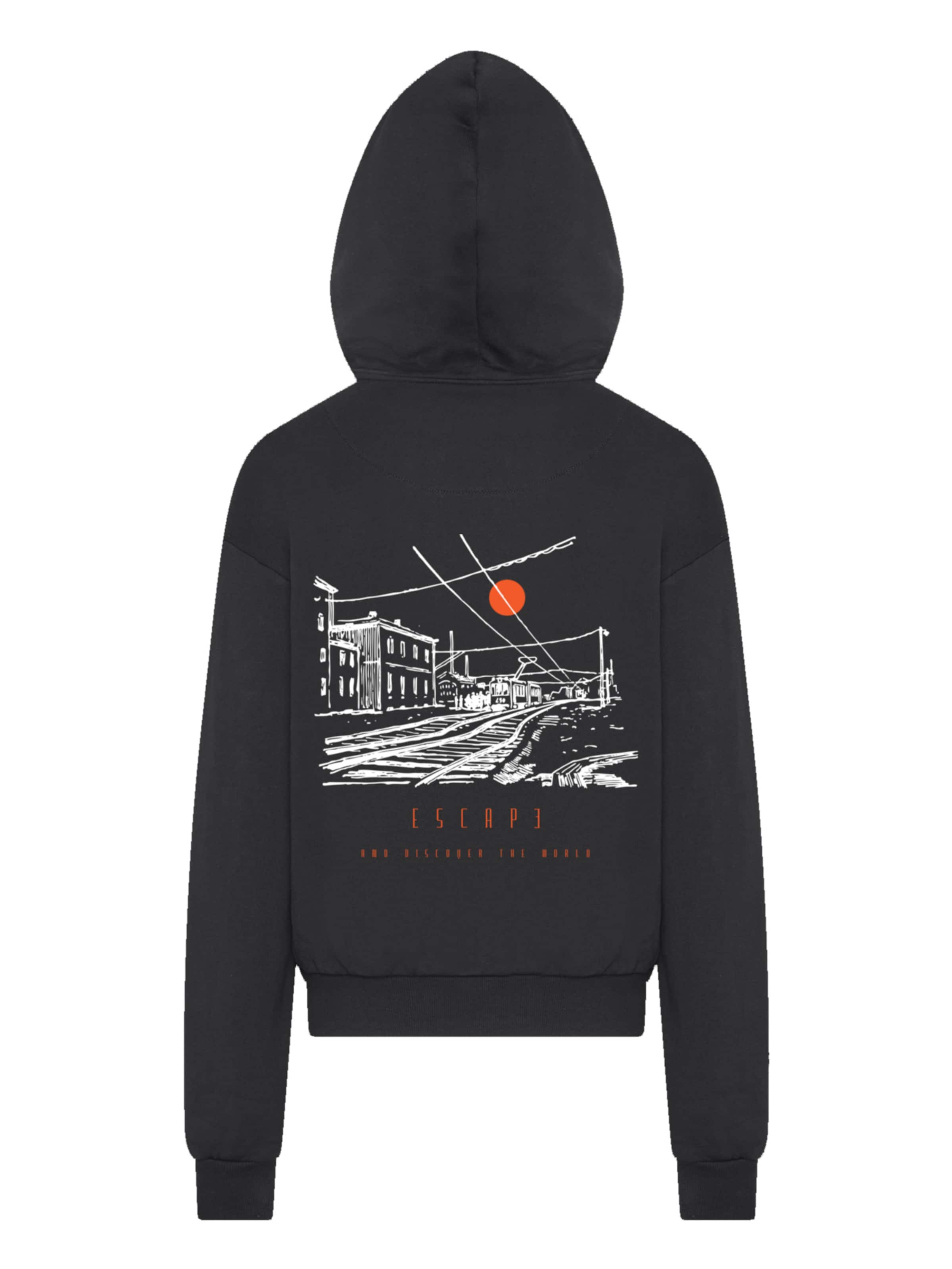 F4NT4STIC Sweatshirt 'Escape Discover The World Town Train Station' in Black