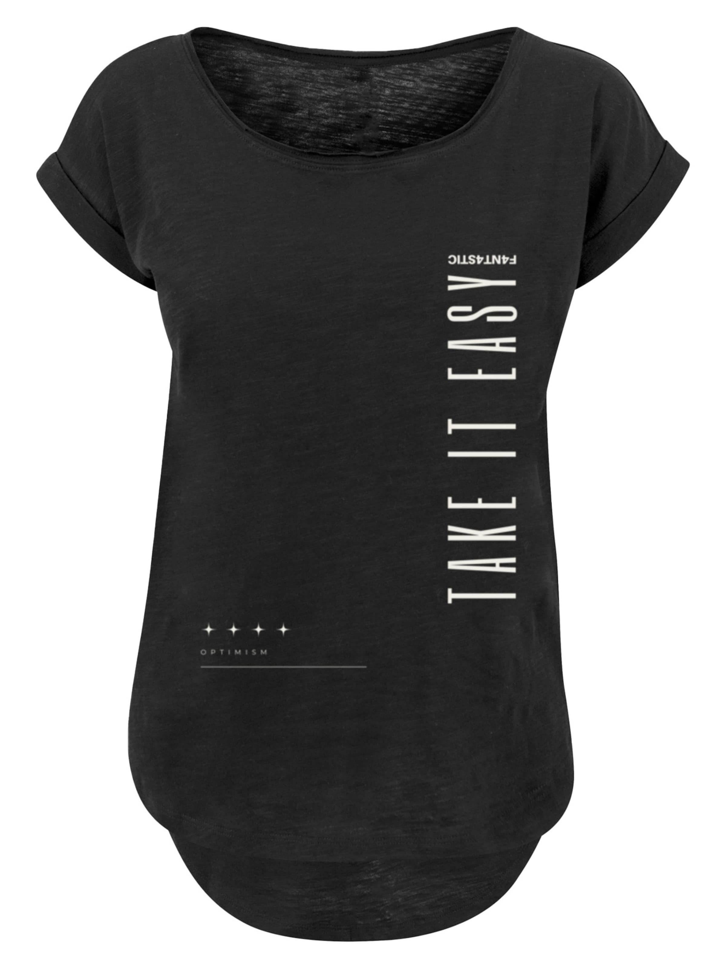 F4NT4STIC Shirt 'Take It Easy' in Zwart: voorkant