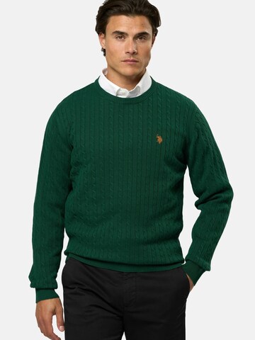 U.S. POLO ASSN. Trui 'Mads' in Groen: voorkant