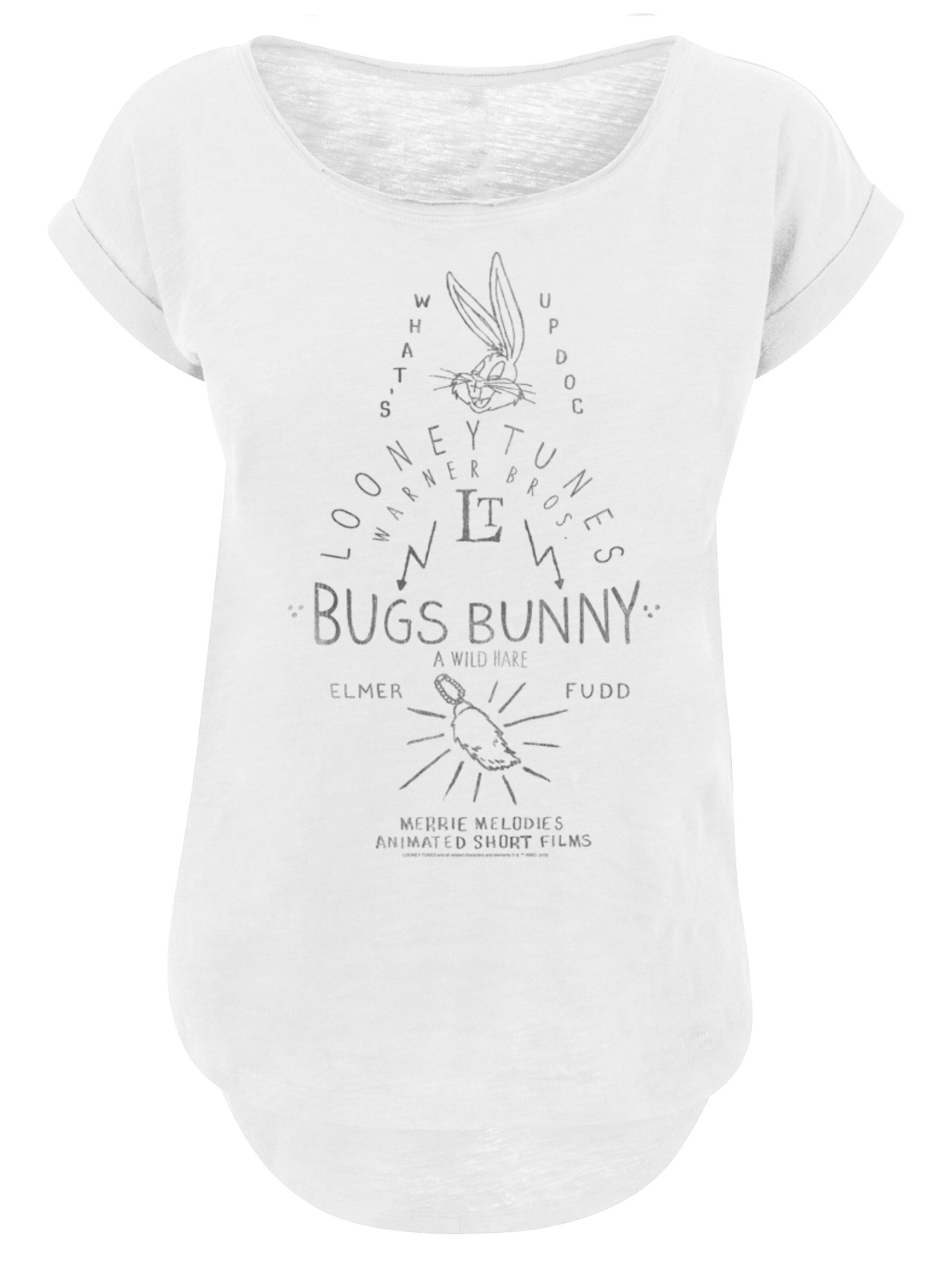 F4NT4STIC T-Shirt 'Looney Tunes Bugs Bunny A Wild Hare' in schwarz / weißmeliert, Produktansicht