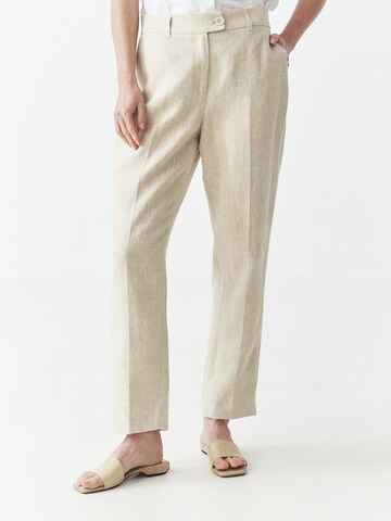 TATUUM Regular Pressveckad byxa i beige: framsida