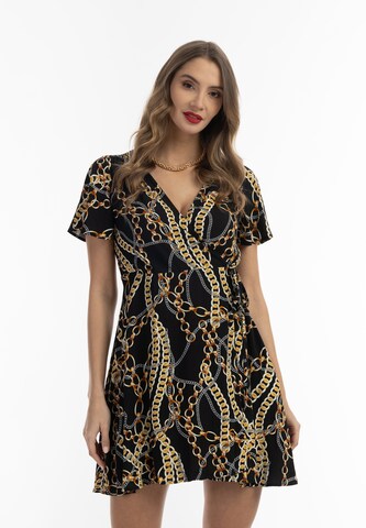 Rochie de la faina pe negru: față