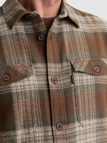 PME Legend Regularny krój Koszula 'Overshirt with check pattern and chest pockets' w kolorze brązowy