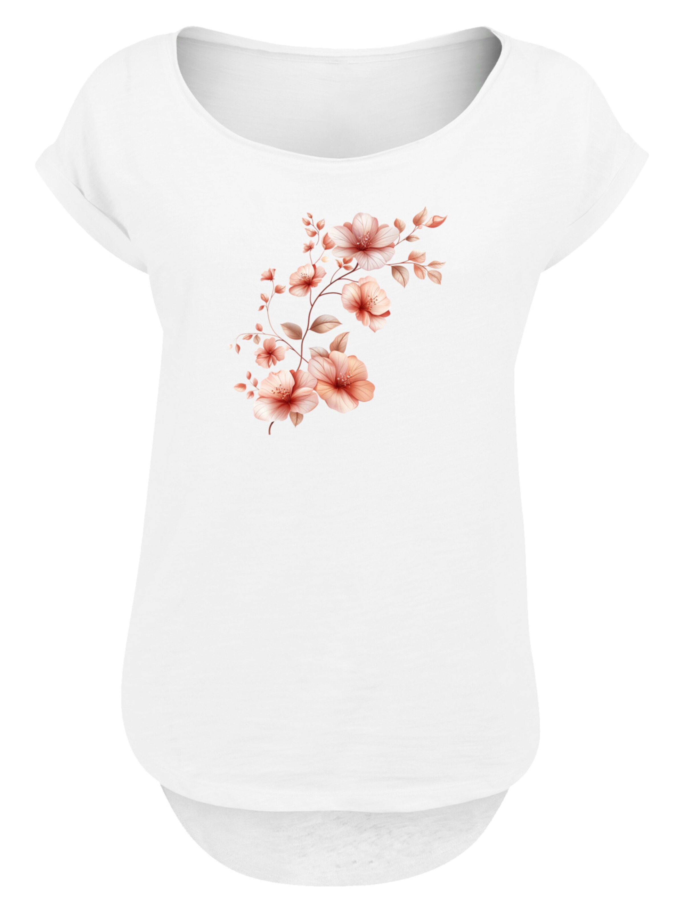 F4NT4STIC T-Shirt 'Rosa Blumenzweig 3D' in Weiß: Vorderseite