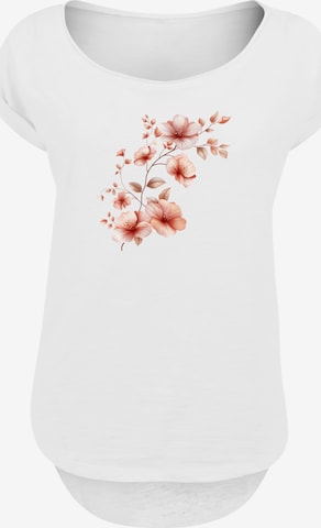 F4NT4STIC T-Shirt 'Rosa Blumenzweig 3D' in Weiß: Vorderseite